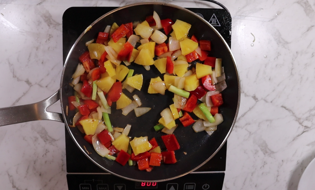 Vegetables stir-fried, ready for the sauce